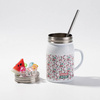 Mason Jar Tazza da 500 ml con cannuccia e manico a sublimazione - bianco, ghiaccio artificiale e anguria