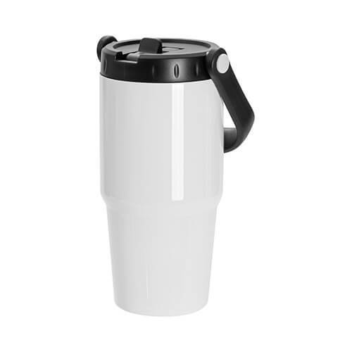 Tazza da viaggio in acciaio inox 600 ml con coperchio e boccaglio per sublimazione - bianco