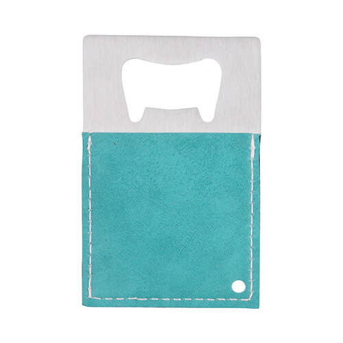 Apribottiglie 5,5 x 8,5 cm in acciaio e pelle per sublimazione - verde