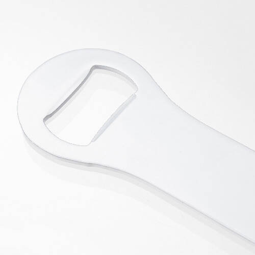 Apribottiglie 4,5 x 18,2 cm con anello in silicone per sublimazione - bianco