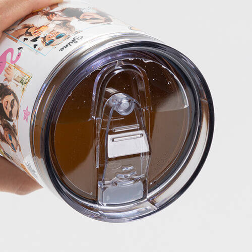 Tazza da viaggio in acciaio inox 600ml con coperchio e cannuccia per sublimazione - bianco