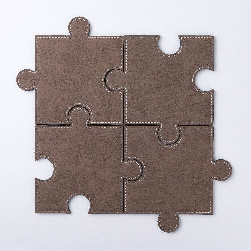 Sottobicchiere in pelle a forma di puzzle per sublimazione - grigio