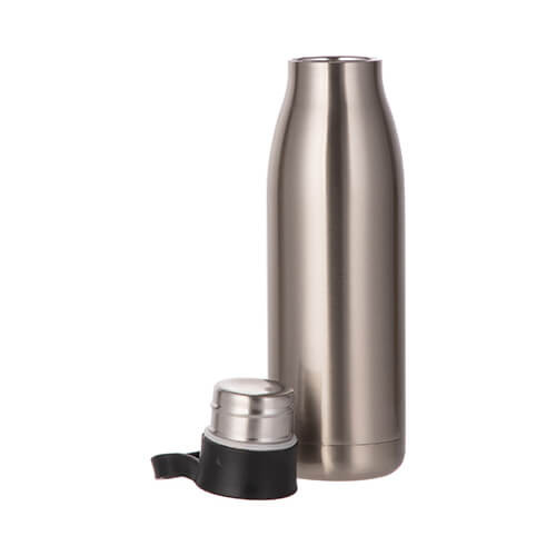 Borraccia - Bottiglia per bevande da 500 ml con manico a sublimazione orizzontale - argento