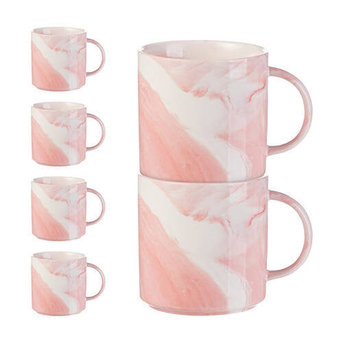 Set di 6 tazze da 350 ml per sublimazione - marmo Rosa