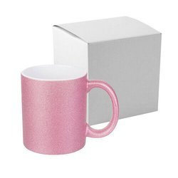 Tazza 330 ml con glitter rosa con la scatola Sublimazione Termostampa