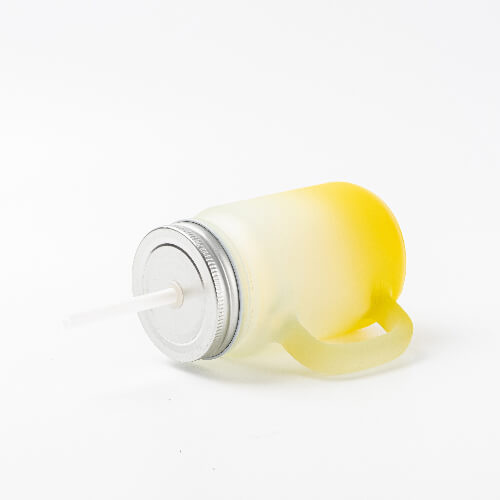 Tazza in vetro smerigliato Mason Jar per sublimazione - sfumatura giallo