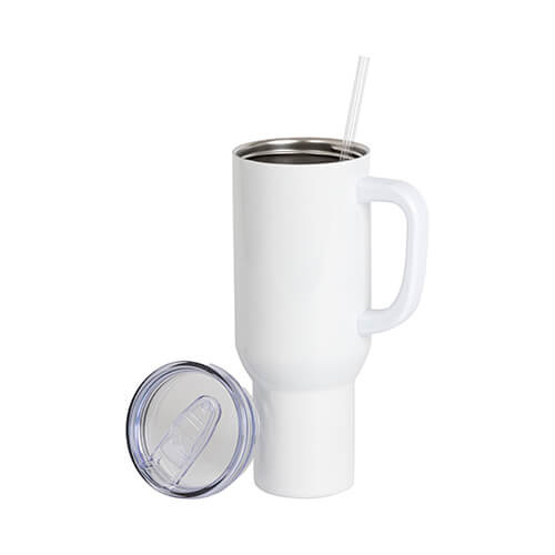 Tazza da viaggio in acciaio inossidabile da 1200 ml per sublimazione - bianca