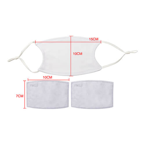 Una piccola maschera per viso per sublimazione con filtro /gomme bianco/