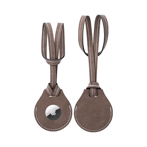 Etichetta in pelle con tracolla / custodia AirTag per sublimazione - grigio