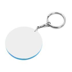 Portachiavi in plastica Rotondo 60 mm Bianco con bordo colorato Trasferimento termico a sublimazione