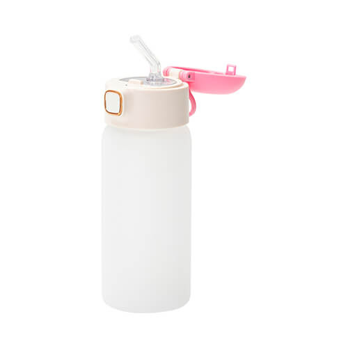 Bottiglia per bambini 450 ml con cannuccia in silicone per sublimazione - rosa