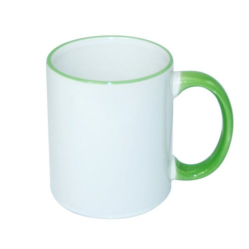 Tazza 330 ml con il manico  verde chiaro JS Coating Sublimazione Termostampa