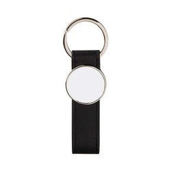 Portachiavi in pelle e metallo per la sublimazione – cerchio - nero