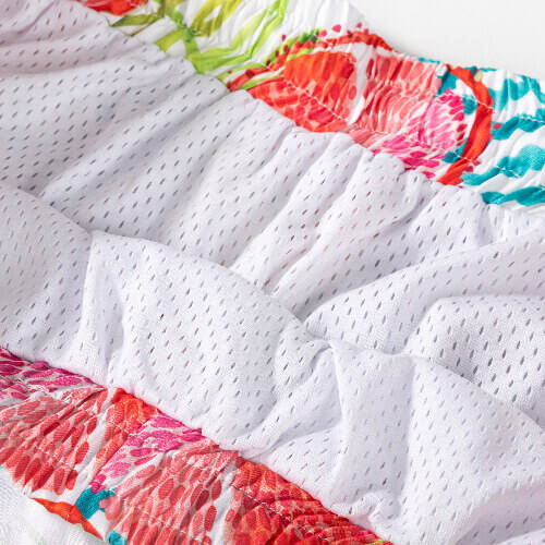 Pantaloncini da spiaggia sublimati da uomo - frutta tropicale