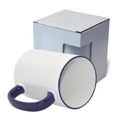 Tazza MAX 450 ml con il manico blu scuro con la scatola Sublimazione Termostampa