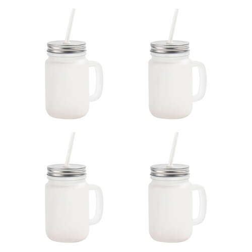 Set di 4 tazze a sublimazione Mason Jar - vetro smerigliato
