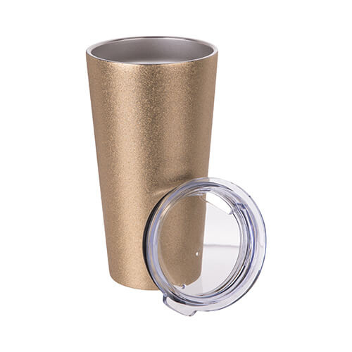 Bicchiere termico in acciaio inox da 480 ml per sublimazione - glitter oro