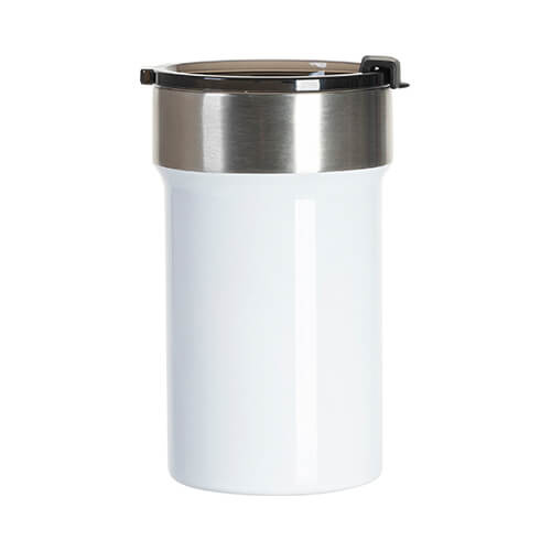 Tazza in acciaio inox da 400 ml con coperchio con sportello per sublimazione - bianco
