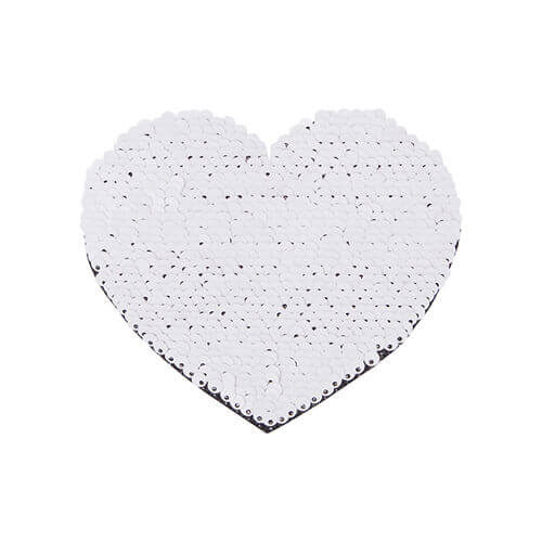 Patch paillettes cuore bicolore da sublimare - colore argento 12 x 10,5 cm