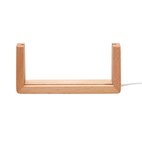 Base in legno a forma di U per lampada LED - 14 cm
