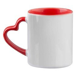 Tazza FUNNY con manico cuore Sublimazione Termostampa - rosso 