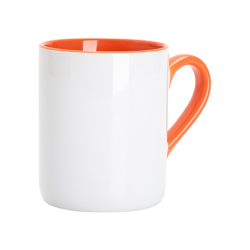 Tazza da 325 ml per sublimazione - con interno e manico arancioni
