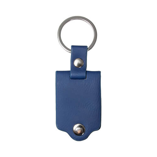 Portachiavi rettangolare in metallo con rivestimento in pelle per sublimazione - blu navy