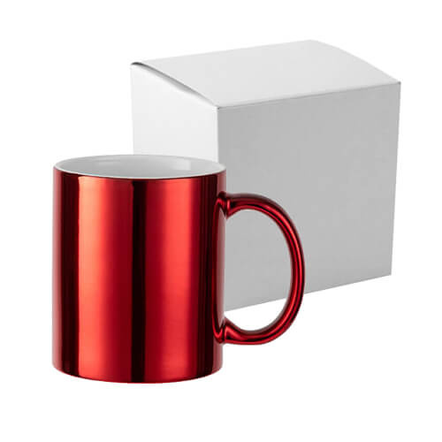 Tazza 330 ml per sublimazione - rosso, con una scatola di cartone