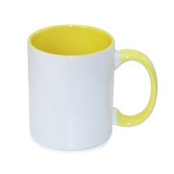 Tazza 330 ml ECO FUNNY con interno e manico giallo Sublimazione Termostampa