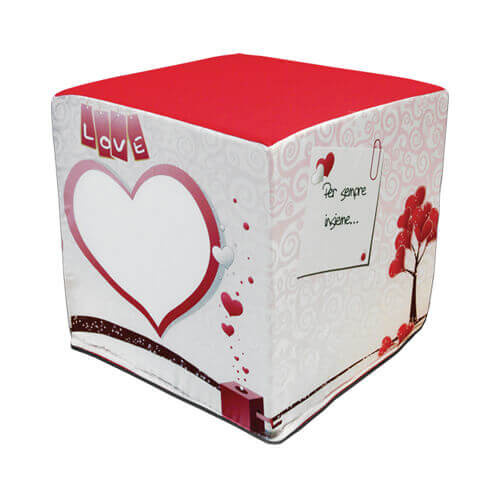Federa in raso bicolore per pouf quadrato per sublimazione - Love