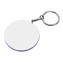 Portachiavi in Plastica Tondo 47 mm Bianco con Bordo Blu Sublimazione Trasferimento termico