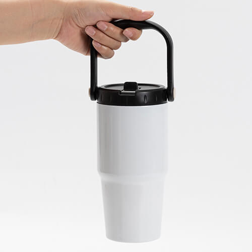 Tazza da viaggio in acciaio inox 600 ml con coperchio e boccaglio per sublimazione - bianco
