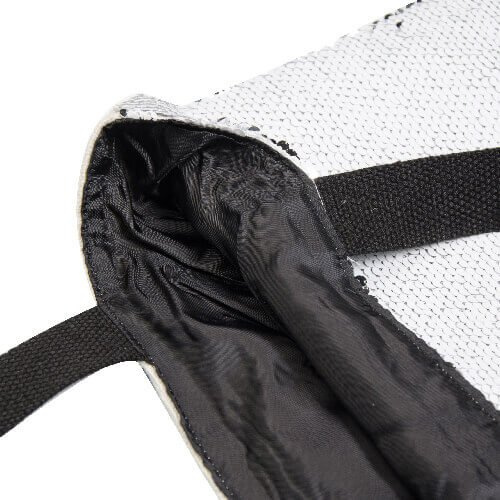 Borsa con pailletes bianche 35 x 38 cm per la sublimazione