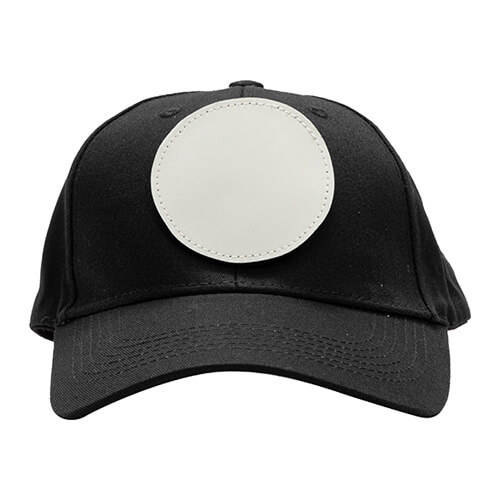 Cappello da baseball in cotone con patch rotonda in velcro per sublimazione - nero