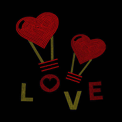 Foglio grande con zirconi per trasferimento termico - love