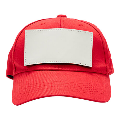 Cappello da baseball in cotone con patch rettangolare in velcro per la sublimazione - rosso
