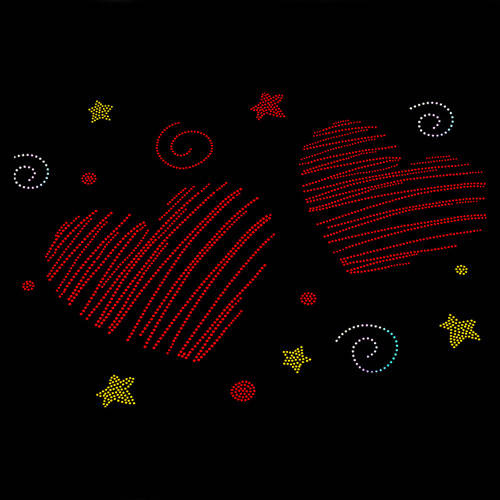 Foglio grande con zirconi per trasferimento termico - due cuori