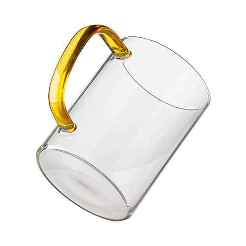 Vetro da 450 ml con manico Giallo per sublimazione