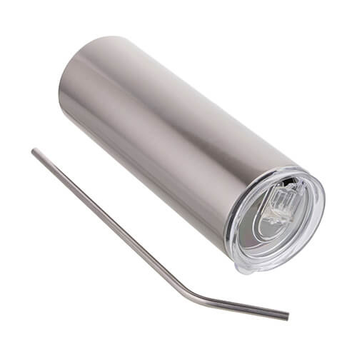 Tazza da 600 ml con cannuccia per sublimazione - d'argento