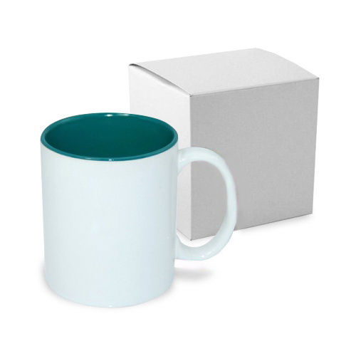 Tazza 330 ml con l'interno verde scuro JS Coating con la scatola Sublimazione Termostampa