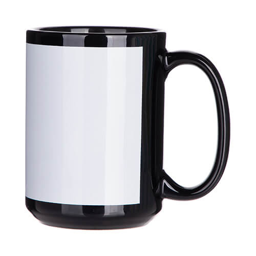 Tazza nera 450 ml con cornice bianca per sublimazione