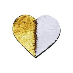 Patch paillettes cuore bicolore da sublimare - colore oro 22 x 19,5 cm