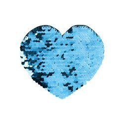 Patch paillettes cuore  bicolore da sublimare - colore celeste 12 x 10,5 cm