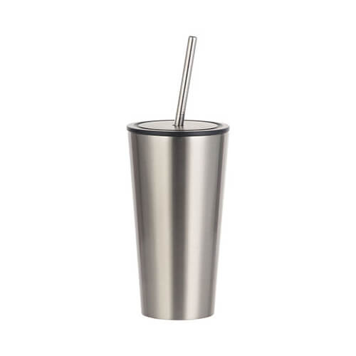 Tazza da 480 ml con cannuccia per sublimazione - argento