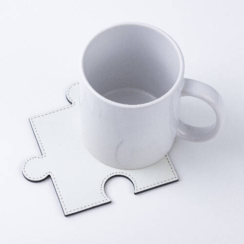 Sottobicchiere in pelle a forma di puzzle per sublimazione - bianco
