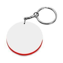 Portachiavi in Plastica Tondo 39 mm Bianco con Bordo Rosso Sublimazione Trasferimento termico
