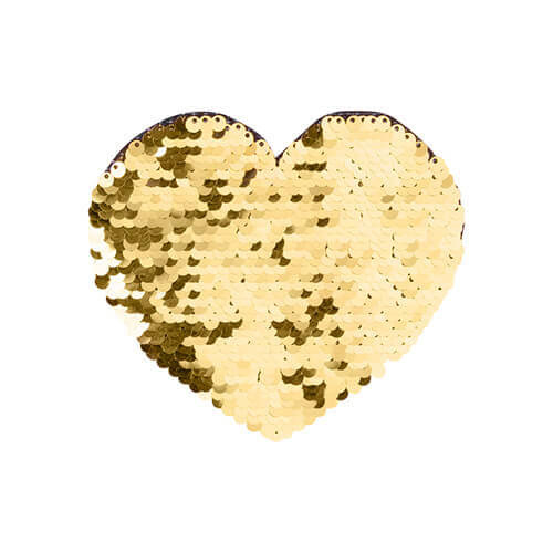 Patch paillettes cuore bicolore da sublimare - colore oro 12 x 10,5 cm