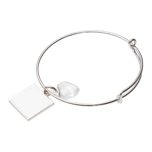 Bracciale con cuore di cristallo e pendente quadrato per stampa sublimatica   a trasferimento termico