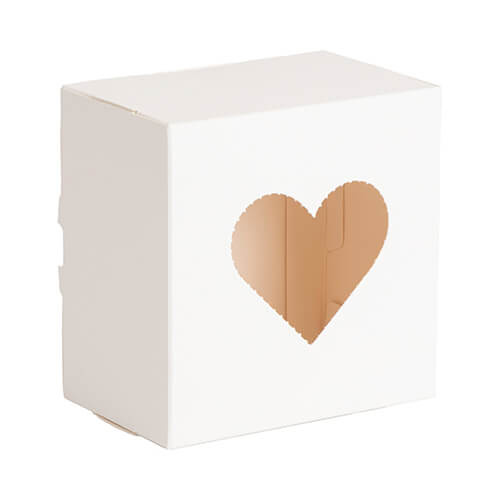 Confezione decorativa con finestra a forma di cuore per sublimazione - 10,2 x 10,5 x 6,6 cm