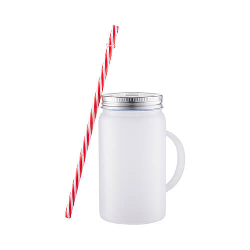 Mason Jar Tazza da 500 ml con cannuccia per sublimazione - vetro congelato